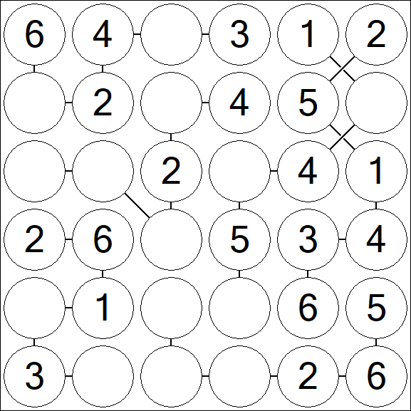 Chain Sudoku 6x6 - Fácil