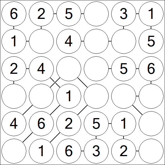 Chain Sudoku 6x6 - Fácil