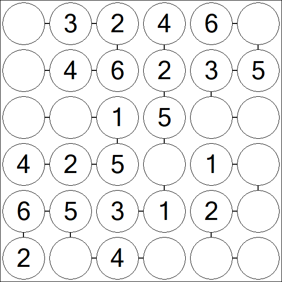 Chain Sudoku 6x6 - Fácil