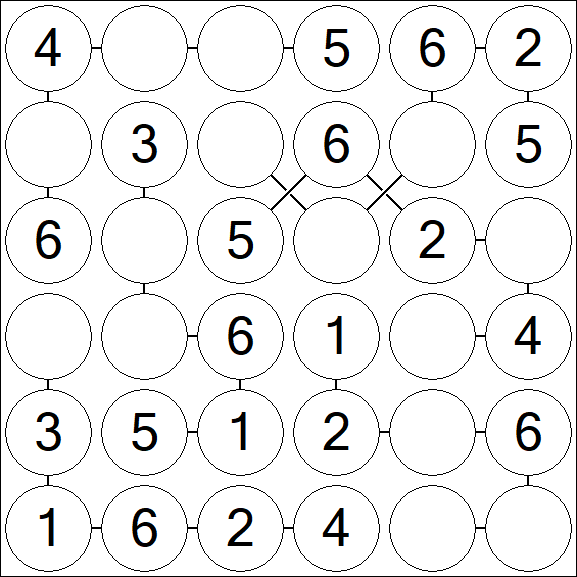 Chain Sudoku 6x6 - Fácil