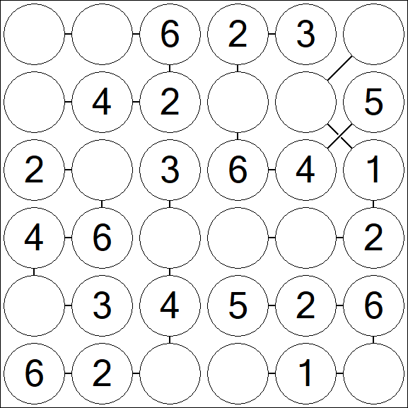 Chain Sudoku 6x6 - Fácil