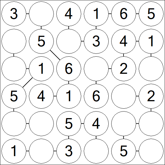 Chain Sudoku 6x6 - Fácil