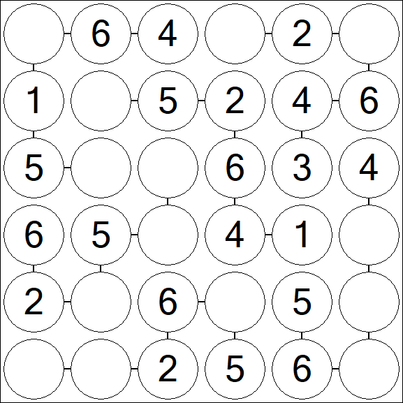 Chain Sudoku 6x6 - Fácil
