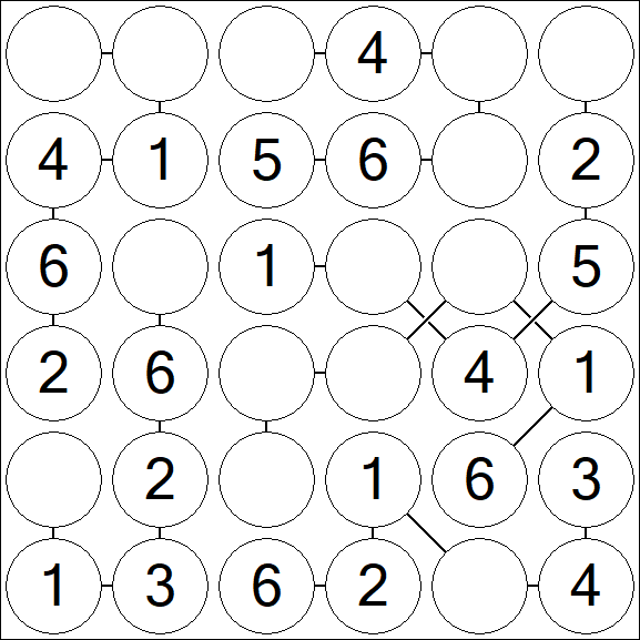 Chain Sudoku 6x6 - Fácil