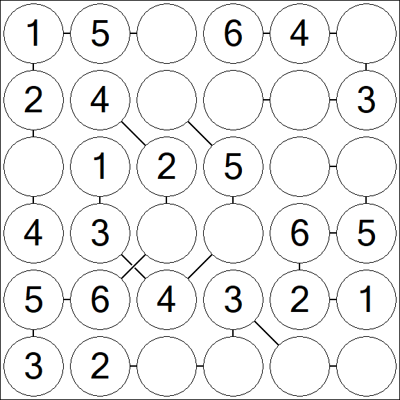 Chain Sudoku 6x6 - Fácil