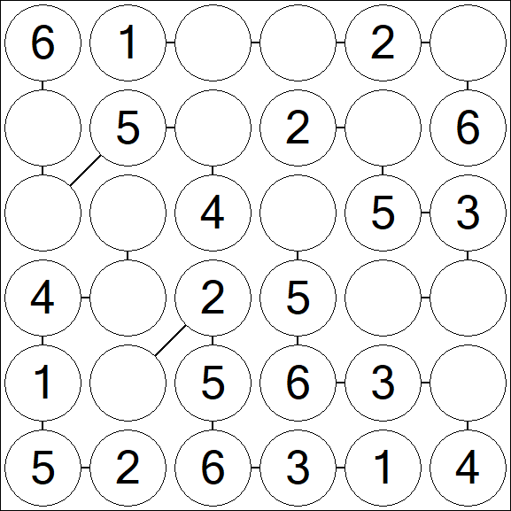 Chain Sudoku 6x6 - Easy