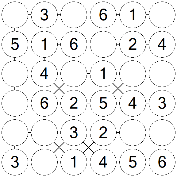 Chain Sudoku 6x6 - Fácil