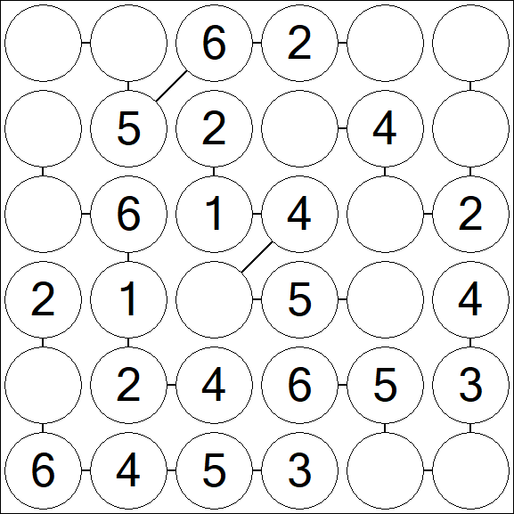 Chain Sudoku 6x6 - Easy
