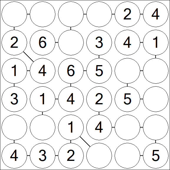 Chain Sudoku 6x6 - Easy