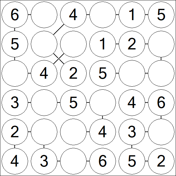 Chain Sudoku 6x6 - Easy