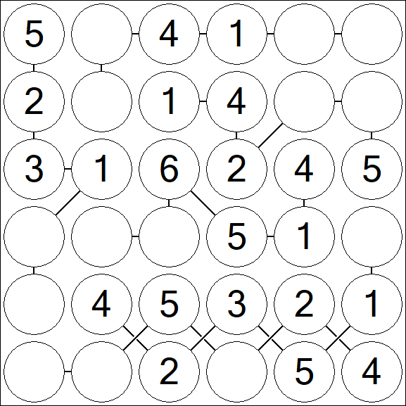 Chain Sudoku 6x6 - Easy