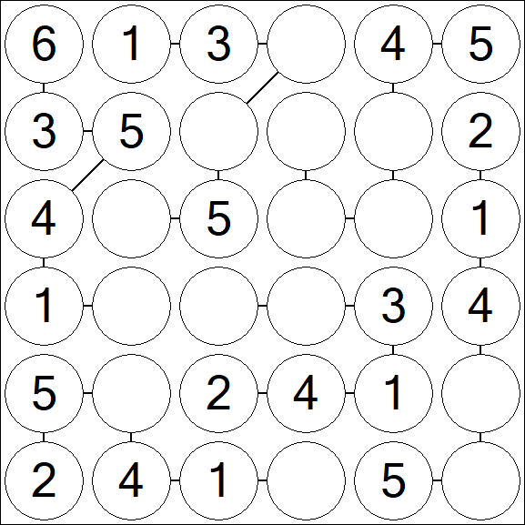 Chain Sudoku 6x6 - Easy