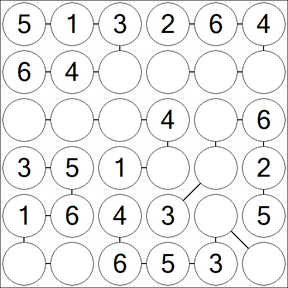 Chain Sudoku 6x6 - Fácil