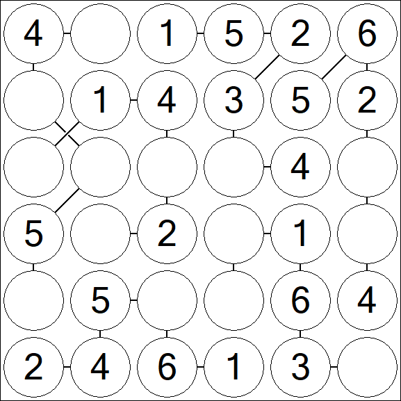 Chain Sudoku 6x6 - Fácil