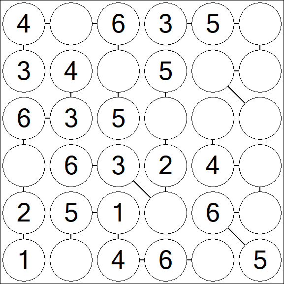 Chain Sudoku 6x6 - Einfach