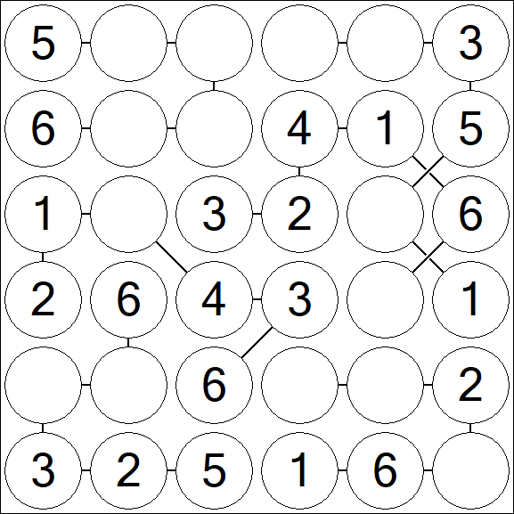 Chain Sudoku 6x6 - Einfach