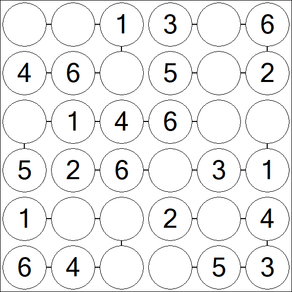 Chain Sudoku 6x6 - Einfach