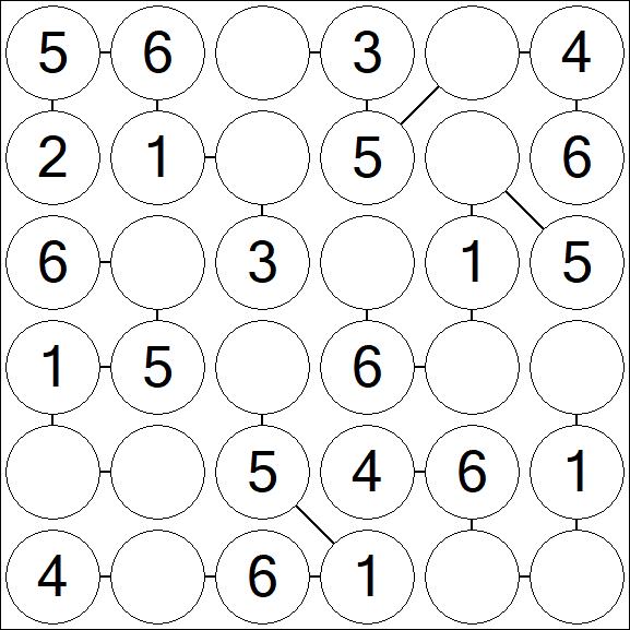 Chain Sudoku 6x6 - Einfach