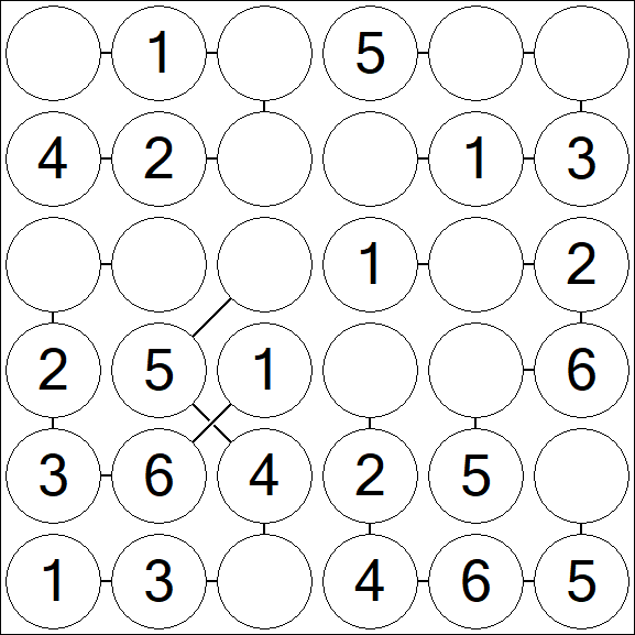 Chain Sudoku 6x6 - Einfach