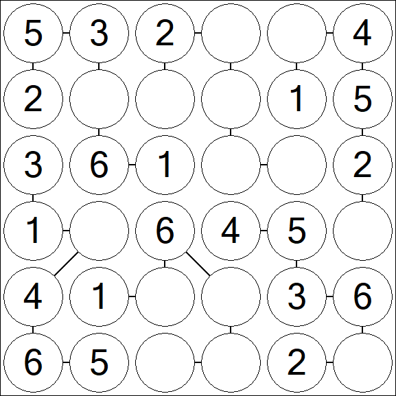 Chain Sudoku 6x6 - Einfach