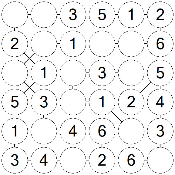 Chain Sudoku 6x6 - Einfach