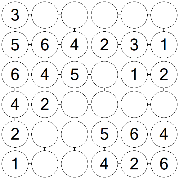 Chain Sudoku 6x6 - Einfach