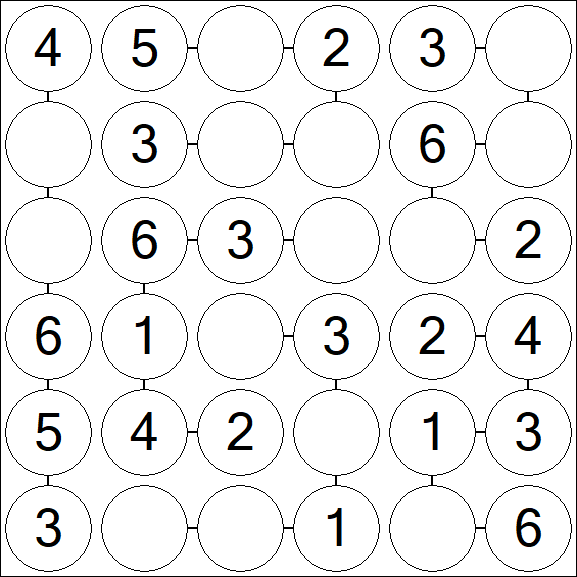 Chain Sudoku 6x6 - Einfach