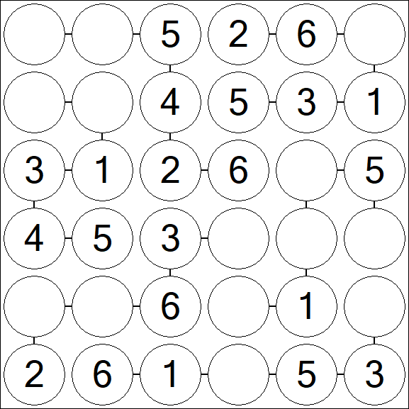 Chain Sudoku 6x6 - Fácil