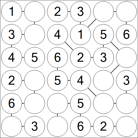 Chain Sudoku 6x6 - Fácil