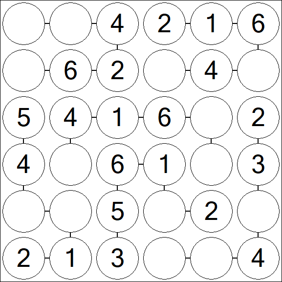 Chain Sudoku 6x6 - Fácil