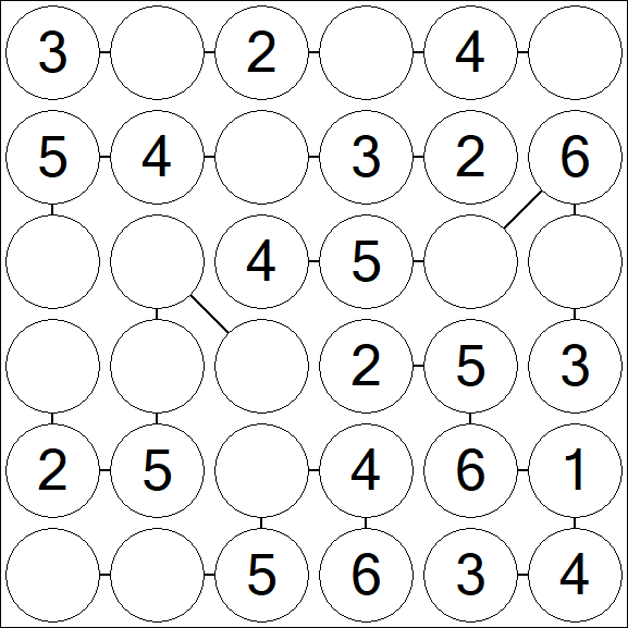 Chain Sudoku 6x6 - Fácil