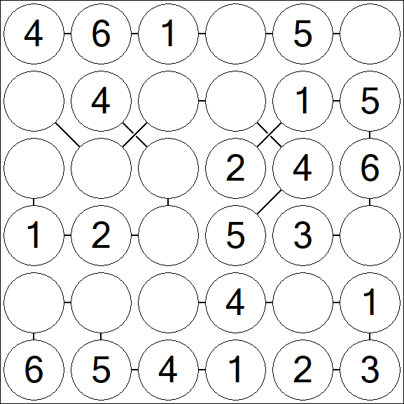 Chain Sudoku 6x6 - Fácil