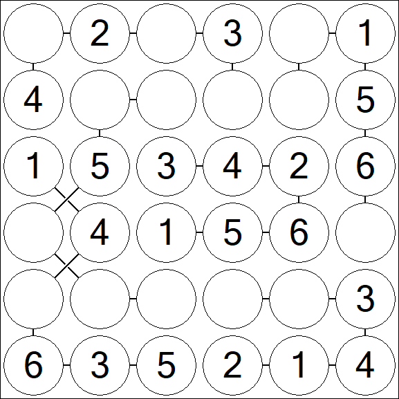 Chain Sudoku 6x6 - Fácil