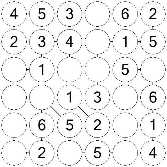 Chain Sudoku 6x6 - Fácil