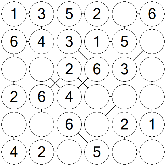 Chain Sudoku 6x6 - Fácil