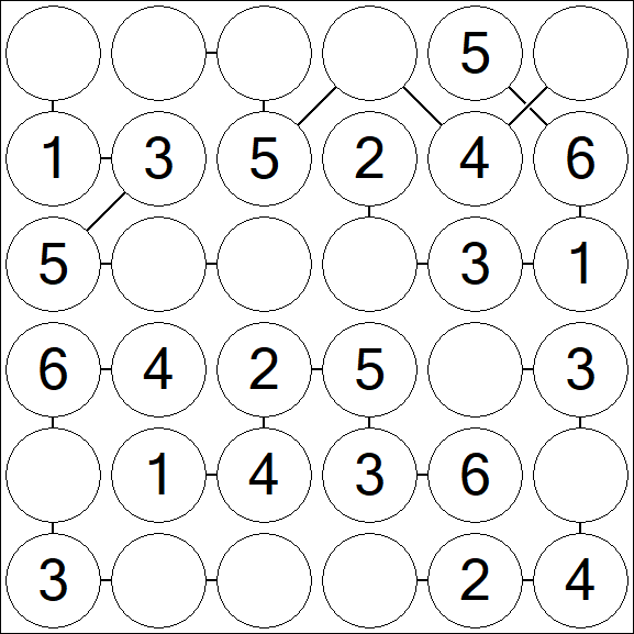 Chain Sudoku 6x6 - Fácil