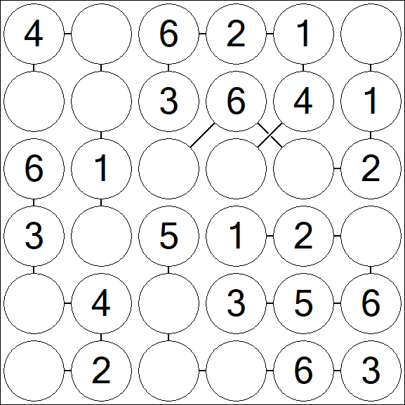 Chain Sudoku 6x6 - Fácil
