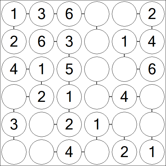 Chain Sudoku 6x6 - Fácil