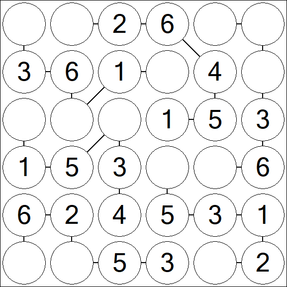 Chain Sudoku 6x6 - Fácil