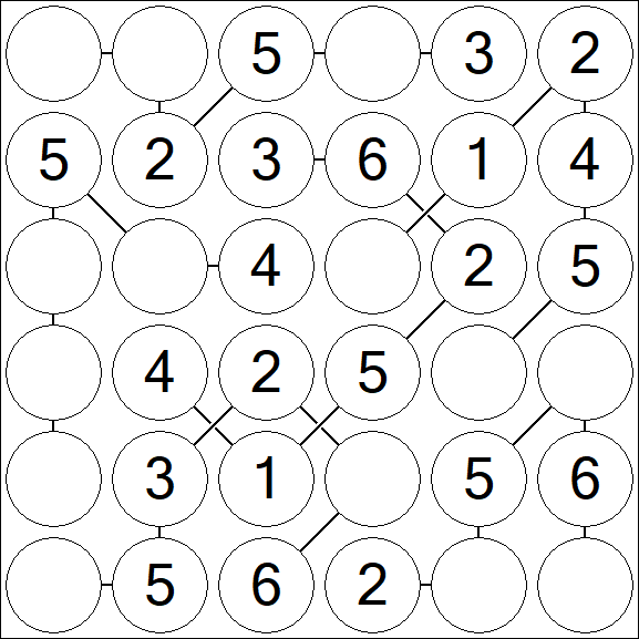 Chain Sudoku 6x6 - Fácil