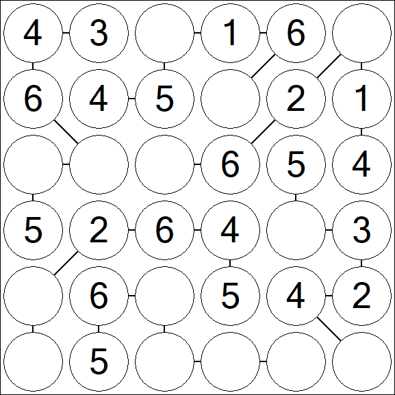 Chain Sudoku 6x6 - Fácil