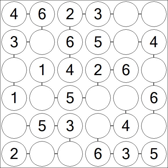 Chain Sudoku 6x6 - Fácil