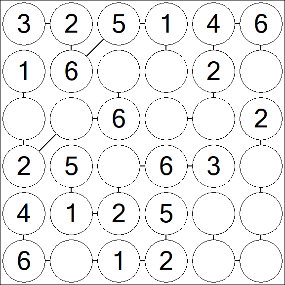 Chain Sudoku 6x6 - Fácil