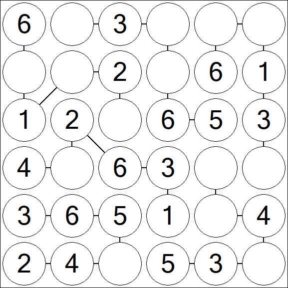Chain Sudoku 6x6 - Fácil