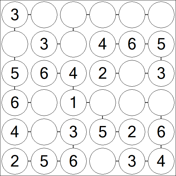 Chain Sudoku 6x6 - Fácil