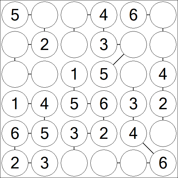 Chain Sudoku 6x6 - Fácil