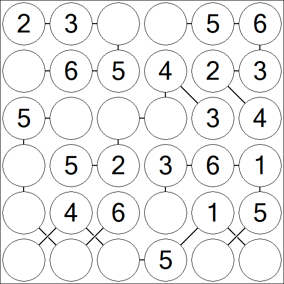 Chain Sudoku 6x6 - Fácil