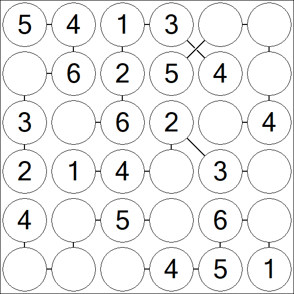 Chain Sudoku 6x6 - Fácil