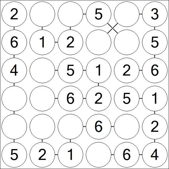 Chain Sudoku 6x6 - Fácil