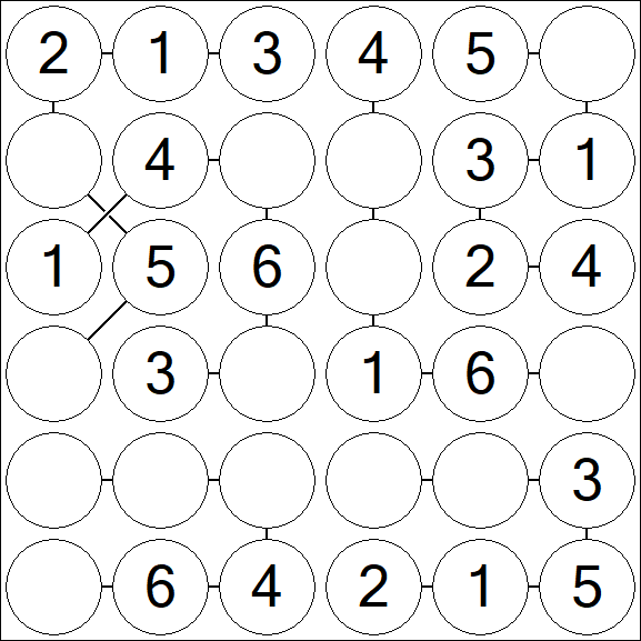 Chain Sudoku 6x6 - Easy